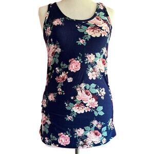 Womens Top Size Medium Maternity Tank Razorback Floral Baby Bump Pregnancy Mommy